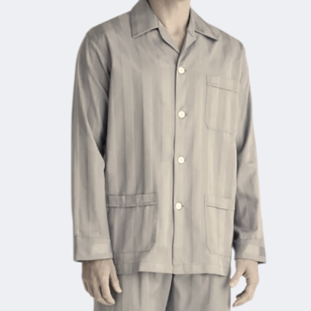 NWT Derek Rose Classic Fit Pajama Top In Lingfield Cotton - Beige | Size XXL